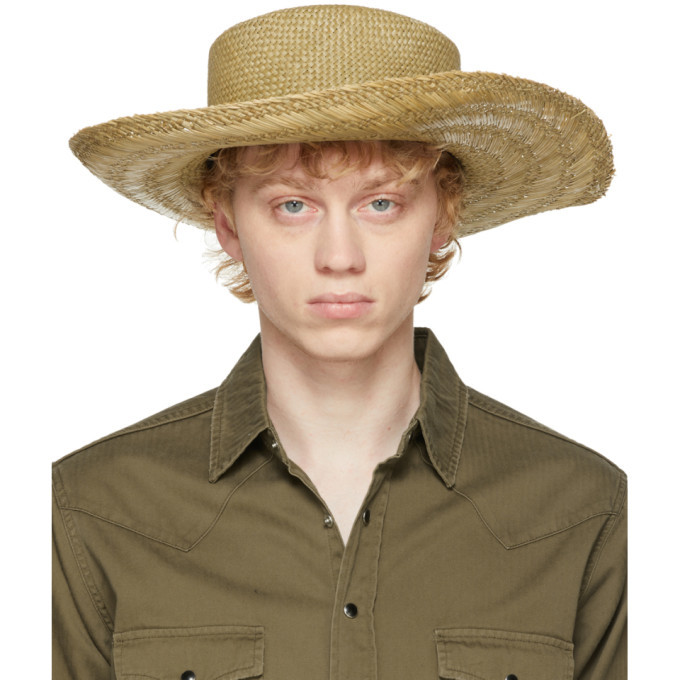 Saint Laurent Beige Straw Honolulu Hat 