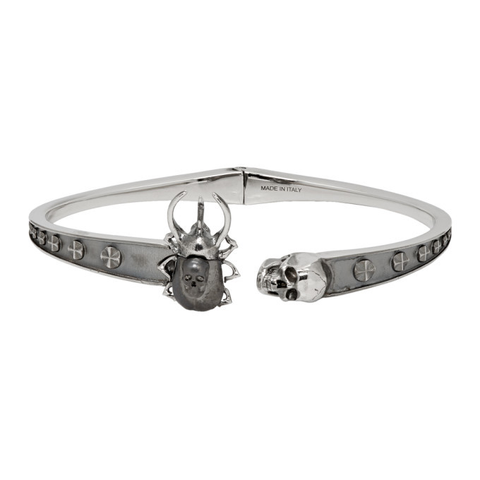 alexander mcqueen silver skull bracelet