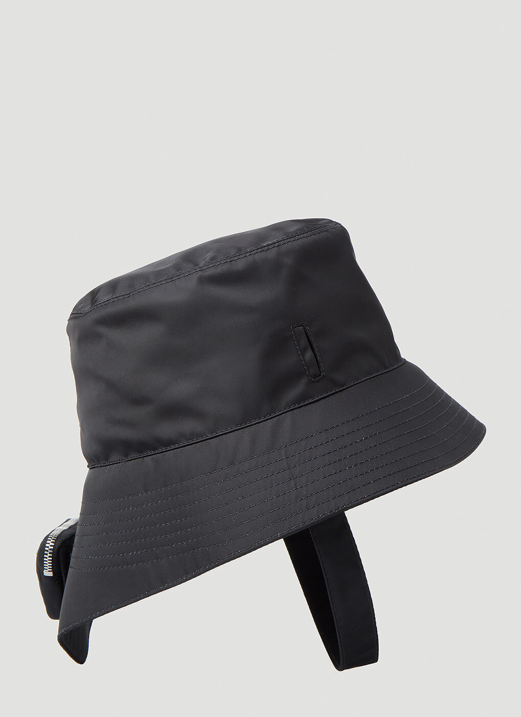 Re-Nylon Coin Pocket Bucket Hat in Black Prada