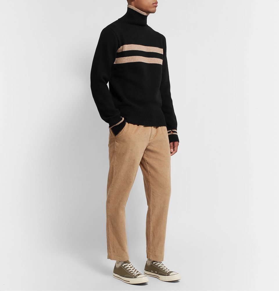 Oliver Spencer - Striped Wool Rollneck Sweater - Black