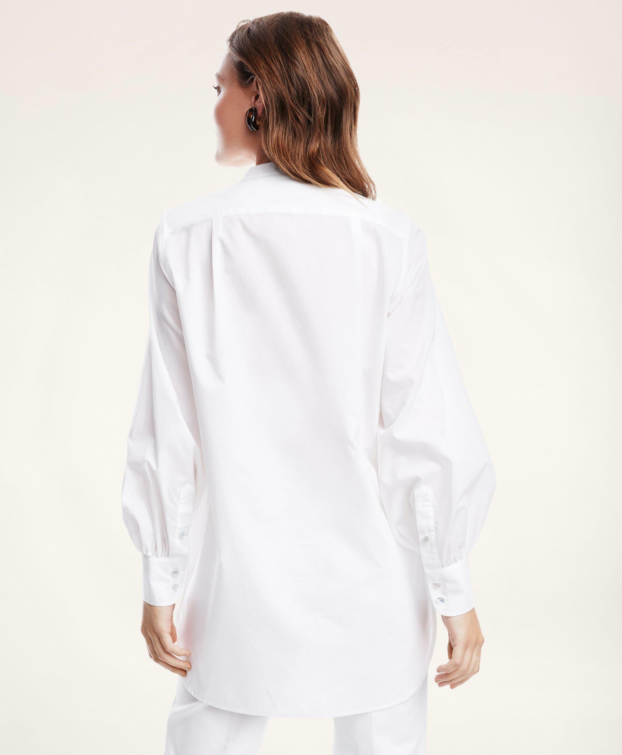 Brooks Brothers Women's Cotton Tuxedo Blouse | White