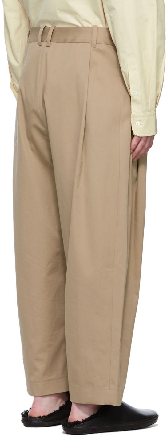 Hed Mayner Tan Wool 6-Pleat Trousers Hed Mayner