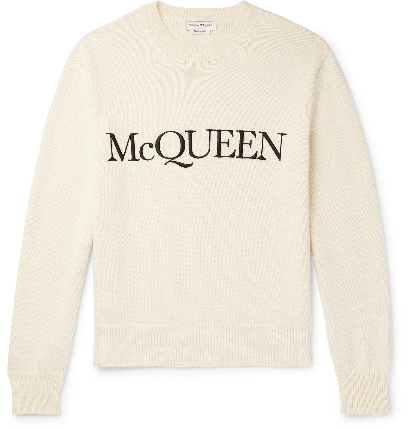 ALEXANDER MCQUEEN - Logo-Embroidered Cotton Sweater - Neutrals ...