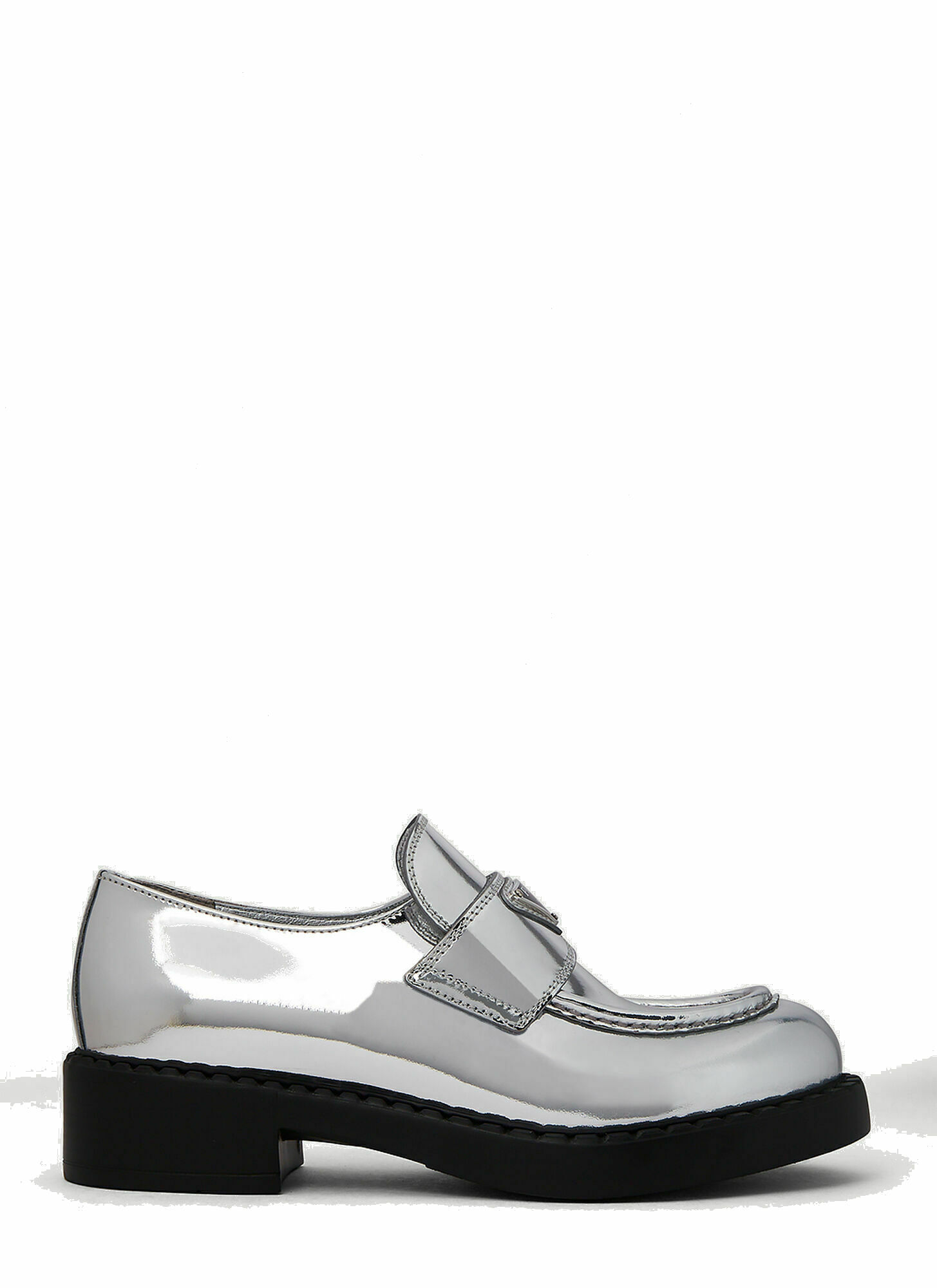 Photo: Mirrored Penny Loafers in Silver