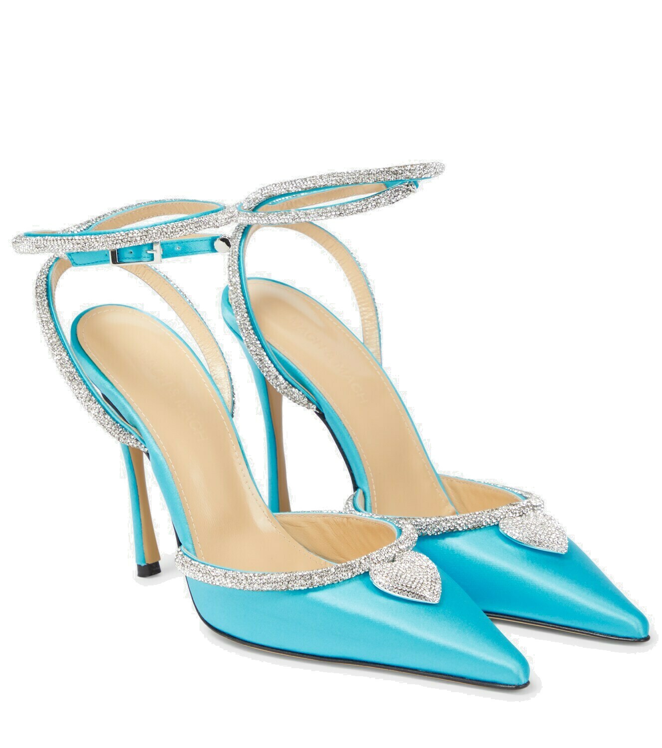 Mach & Mach - Heart crystal-embellished satin pumps MACH & MACH