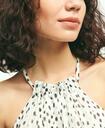 Brooks Brothers Women's Chiffon Dot Print Pleated Halter Top | White