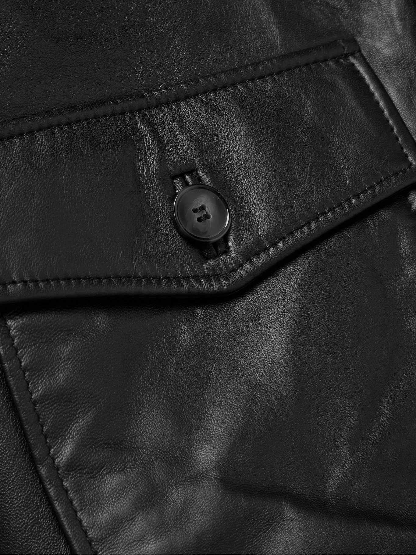 OFFICINE GÉNÉRALE - Jim Leather Bomber Jacket - Black - XS Officine ...