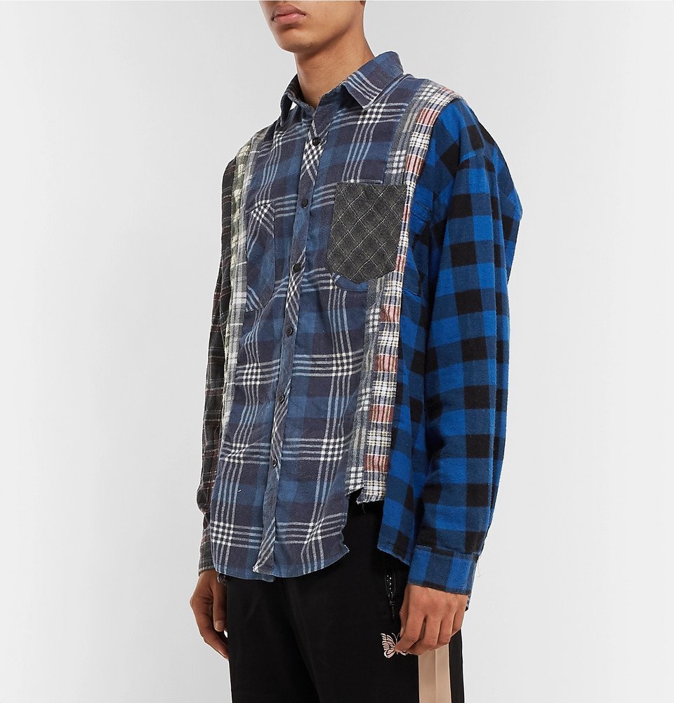 Needles - 7 Cuts Distressed Patchwork Checked Cotton-Flannel Shirt 