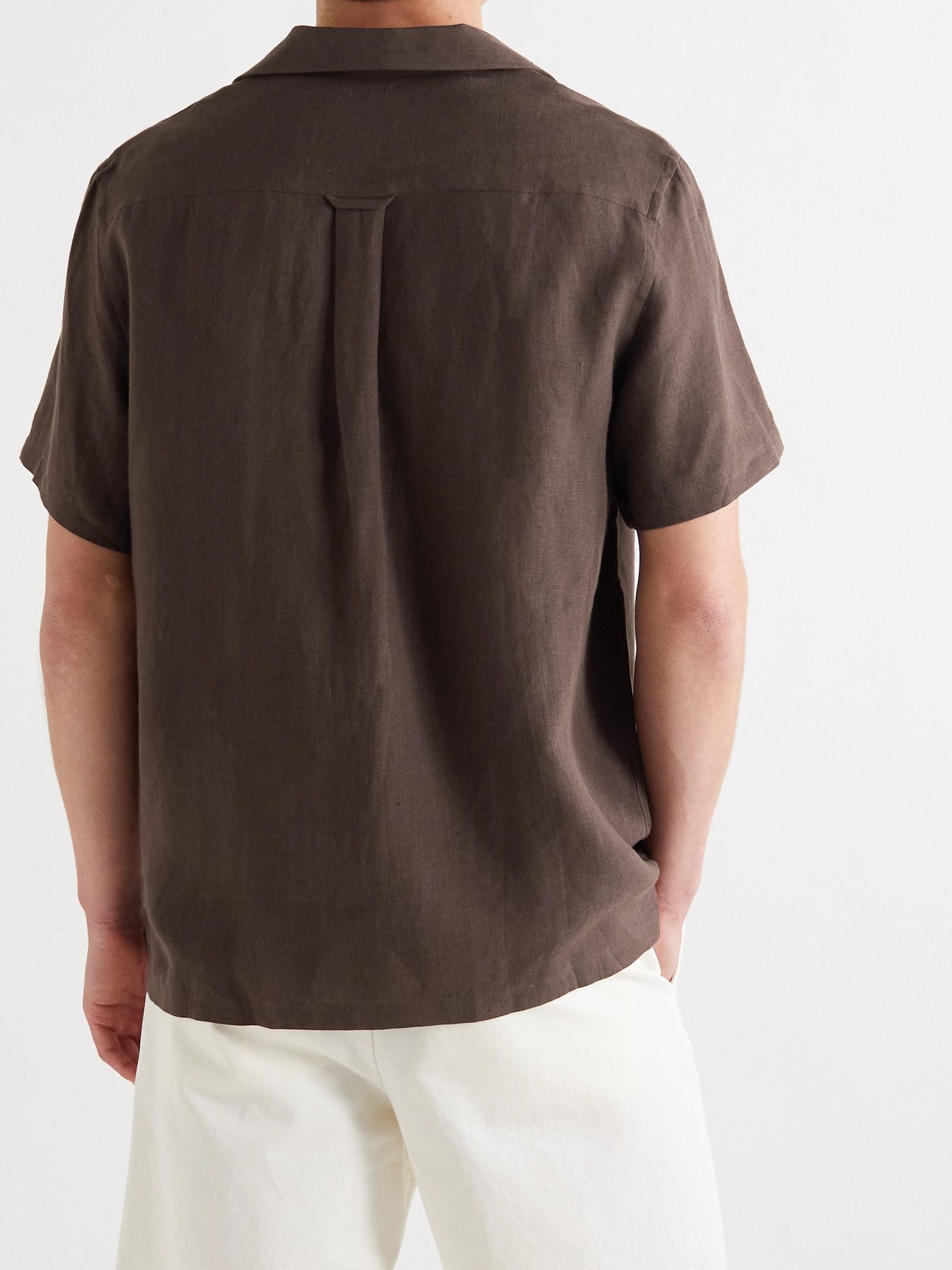 De Bonne Facture - Camp-Collar Linen Shirt - Brown De Bonne Facture