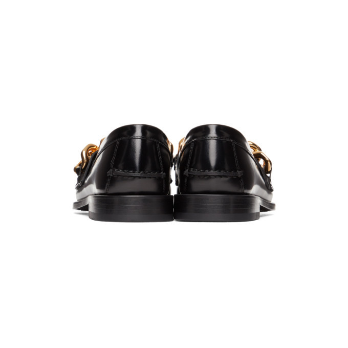 versace black leather medusa chain loafers