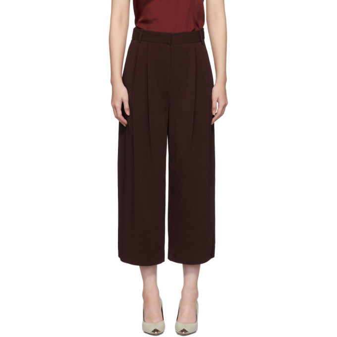 burgundy cropped trousers