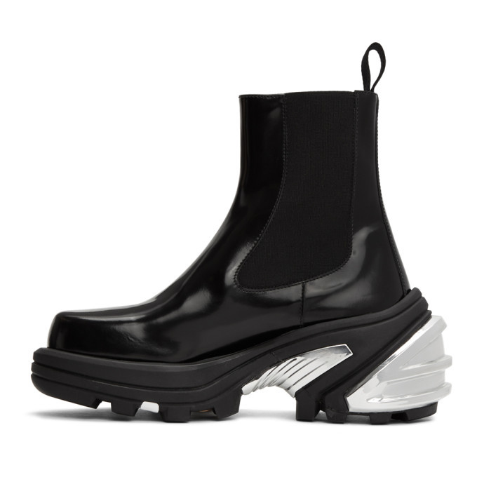 black and silver chelsea boots