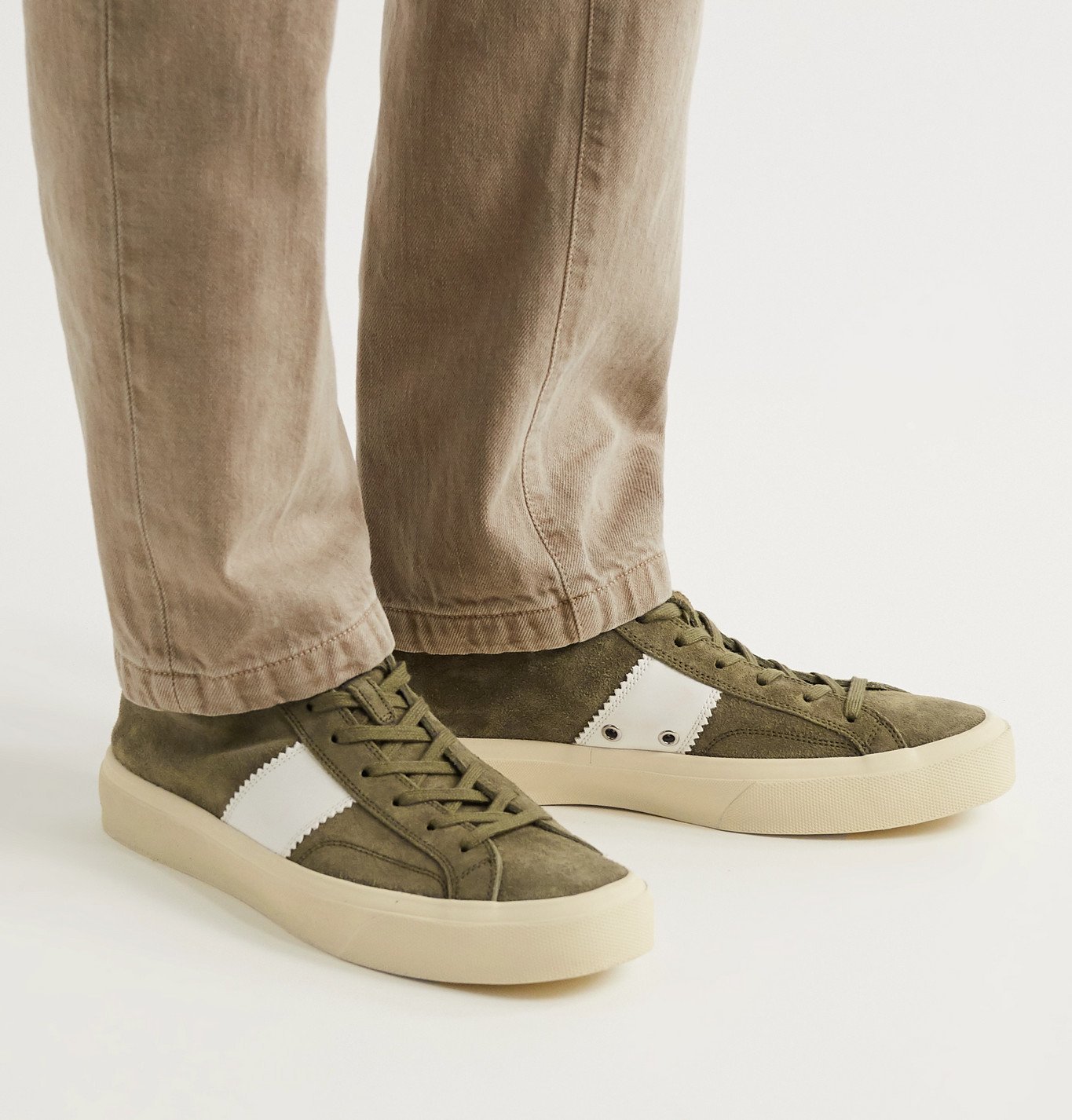 TOM FORD - Cambridge Leather-Trimmed Suede High Top Sneakers - Green TOM  FORD