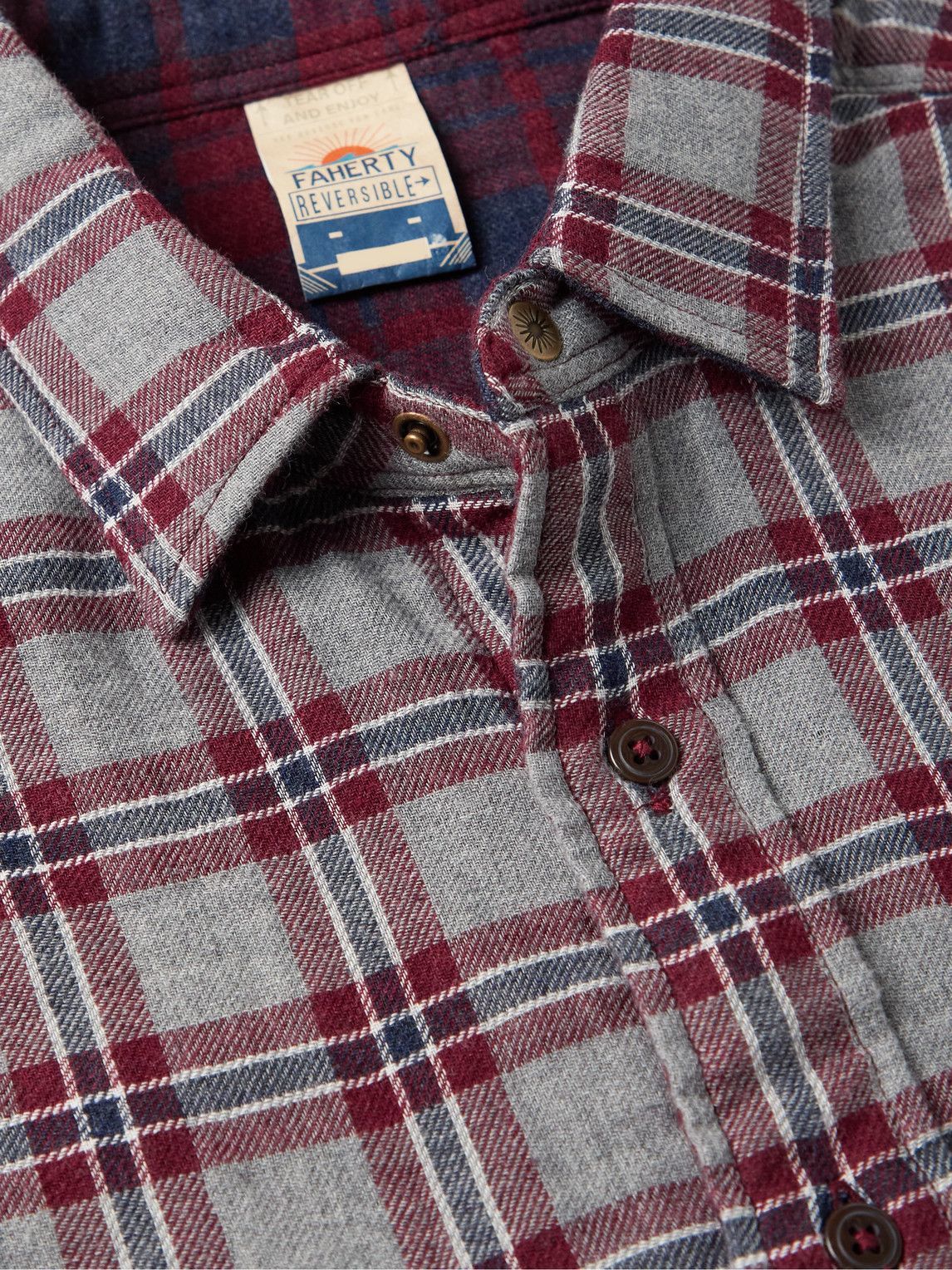 Faherty - Legend Reversible Checked Organic Cotton-Flannel Shirt - Red ...