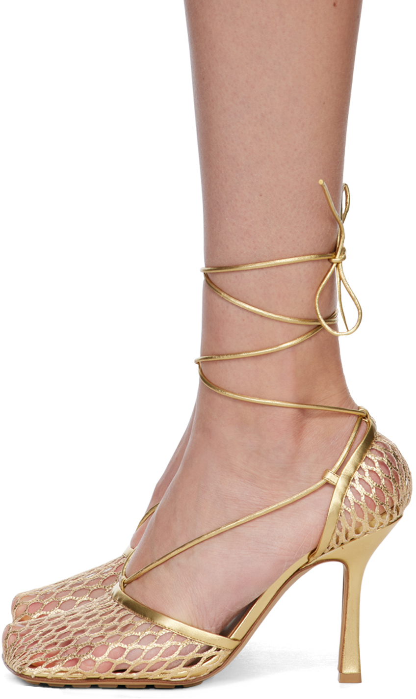 Bottega Gold Stretch LaceUp Sandal Bottega