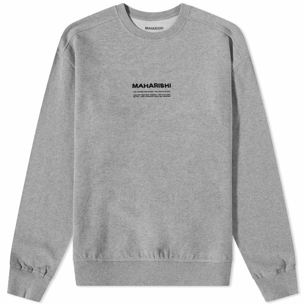 Maharishi Men's Classic MILTYPE Crew Sweat in Grey Marl Maharishi