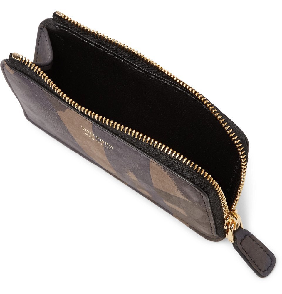 TOM FORD - Camouflage-Print Nubuck Zip-Around Cardholder - Green TOM FORD