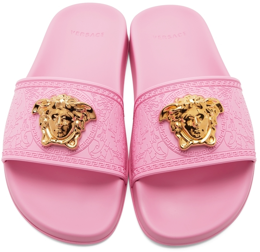 pink versace slides