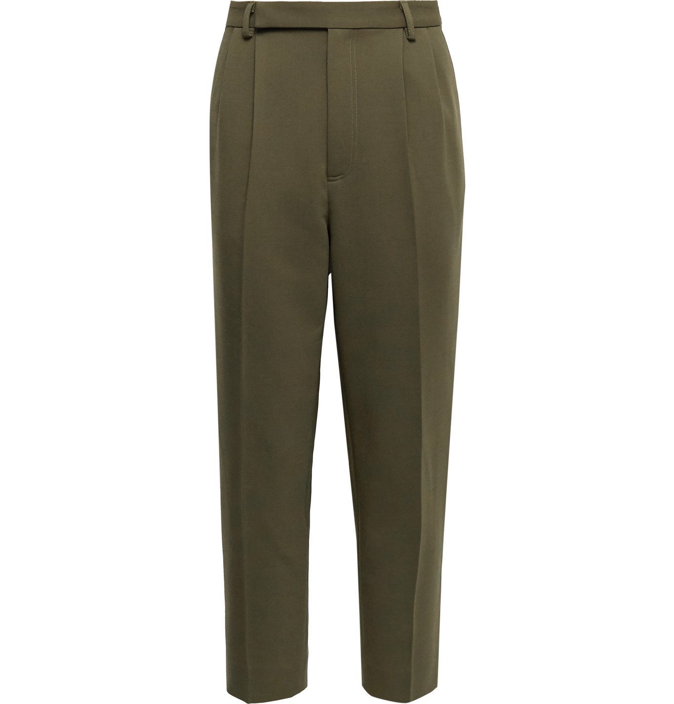 Deveaux - Walter Tapered Cropped Pleated Woven Trousers - Green Deveaux ...