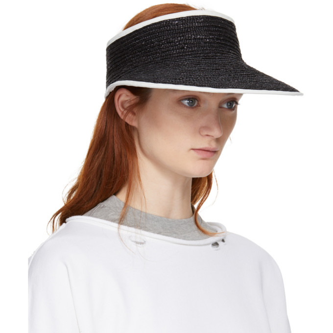 Bone Black Packable Straw Visor Cap Rag 
