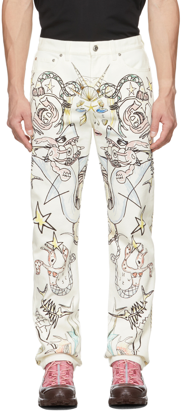 Burberry White Vintage Graphic Jeans Burberry