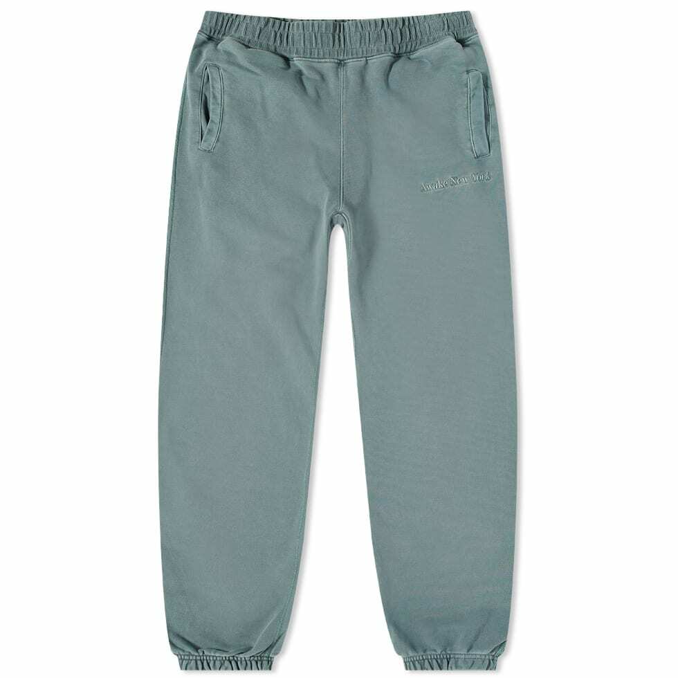Photo: Awake NY Pigment Dyed Embroidered Sweat Pant in Slate