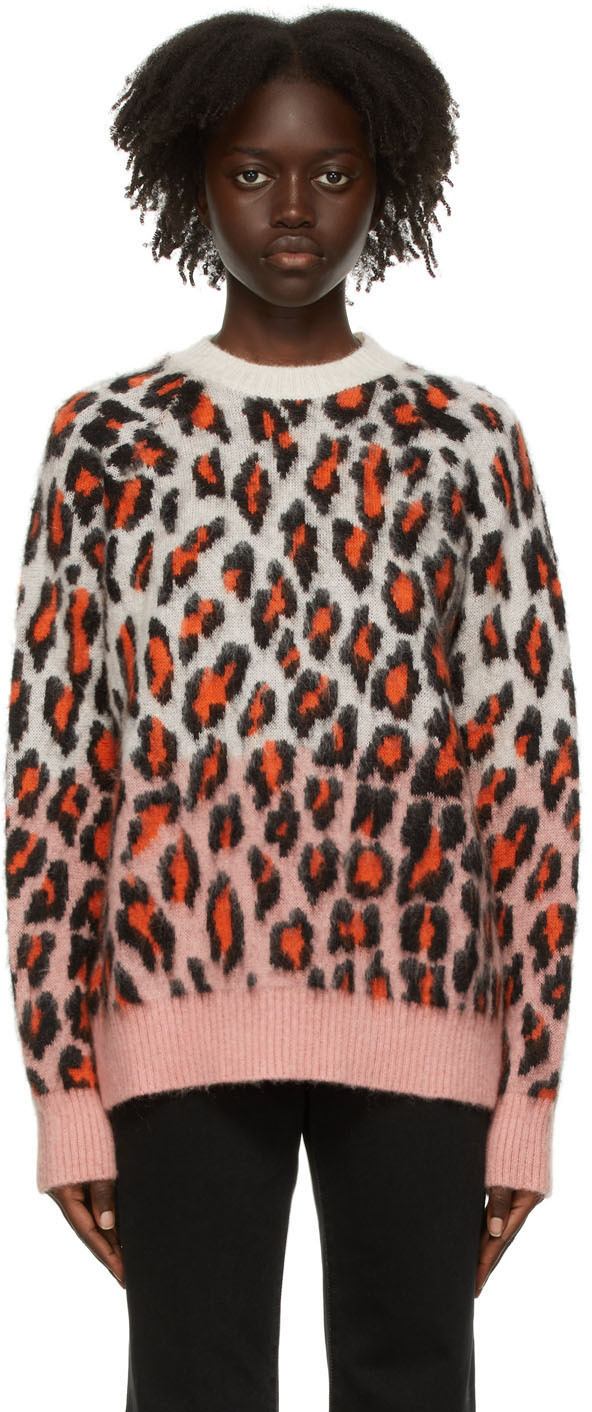 MSGM Pink Mohair Leopard Sweater MSGM