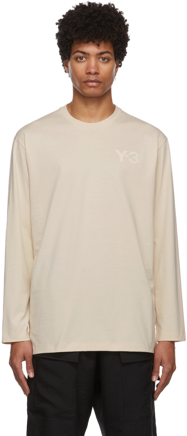 Photo: Y-3 Beige Classic Chest Logo Long Sleeve T-Shirt