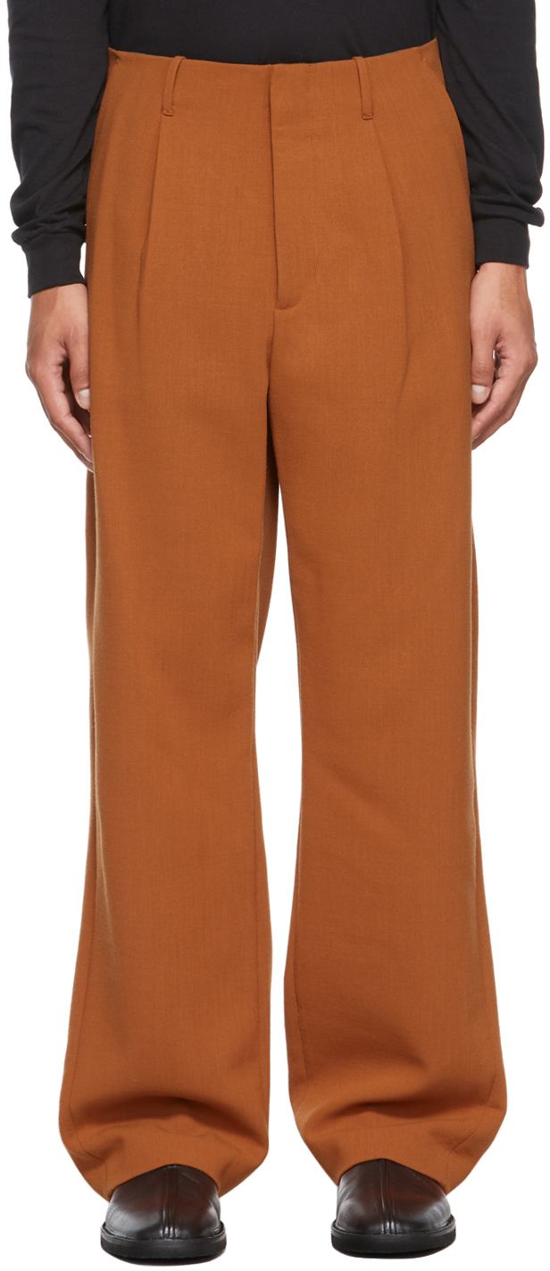 wide leg orange trousers