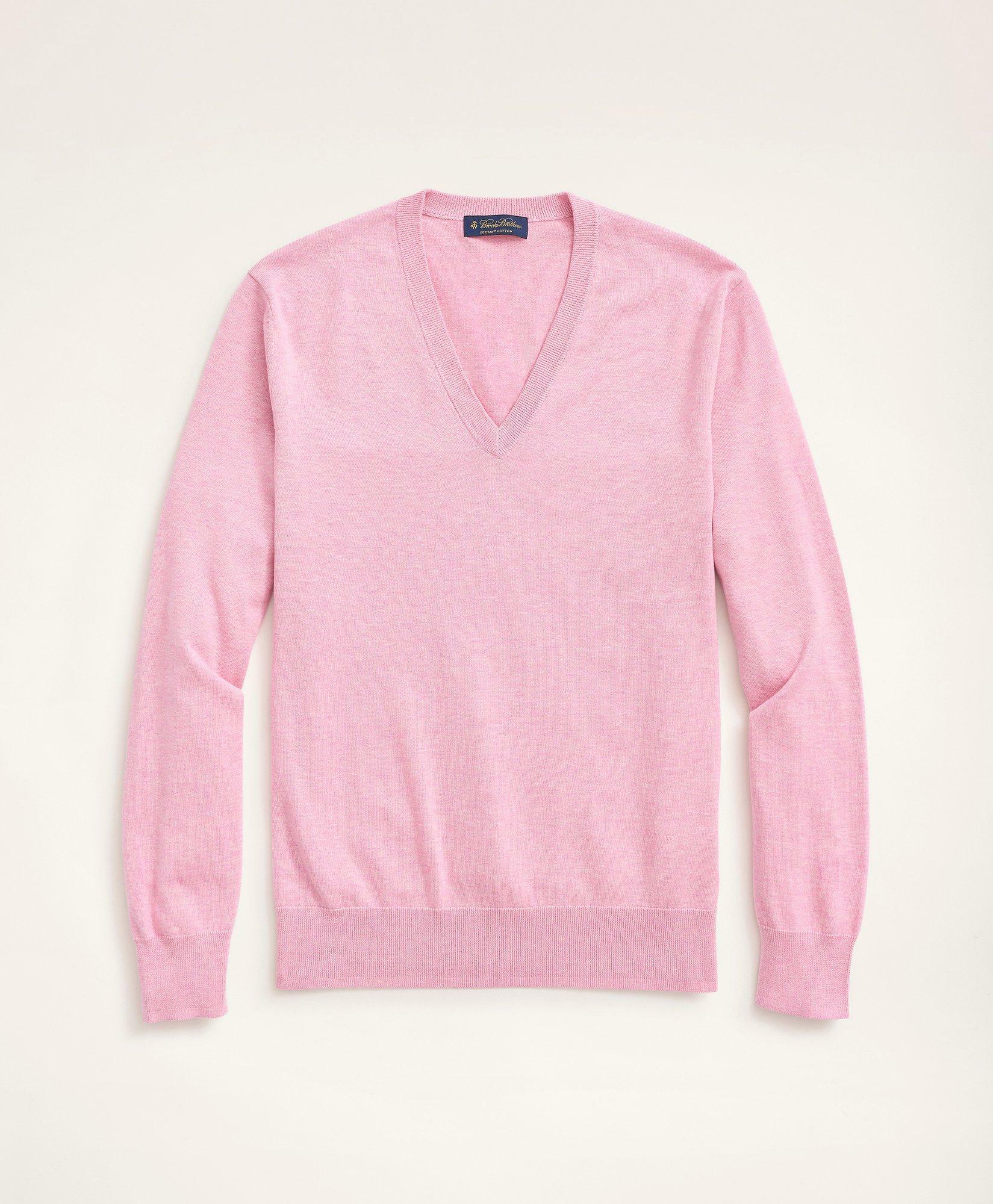 Brooks Brothers Men's Big & Tall Supima Cotton V-Neck Sweater | Pink Heather