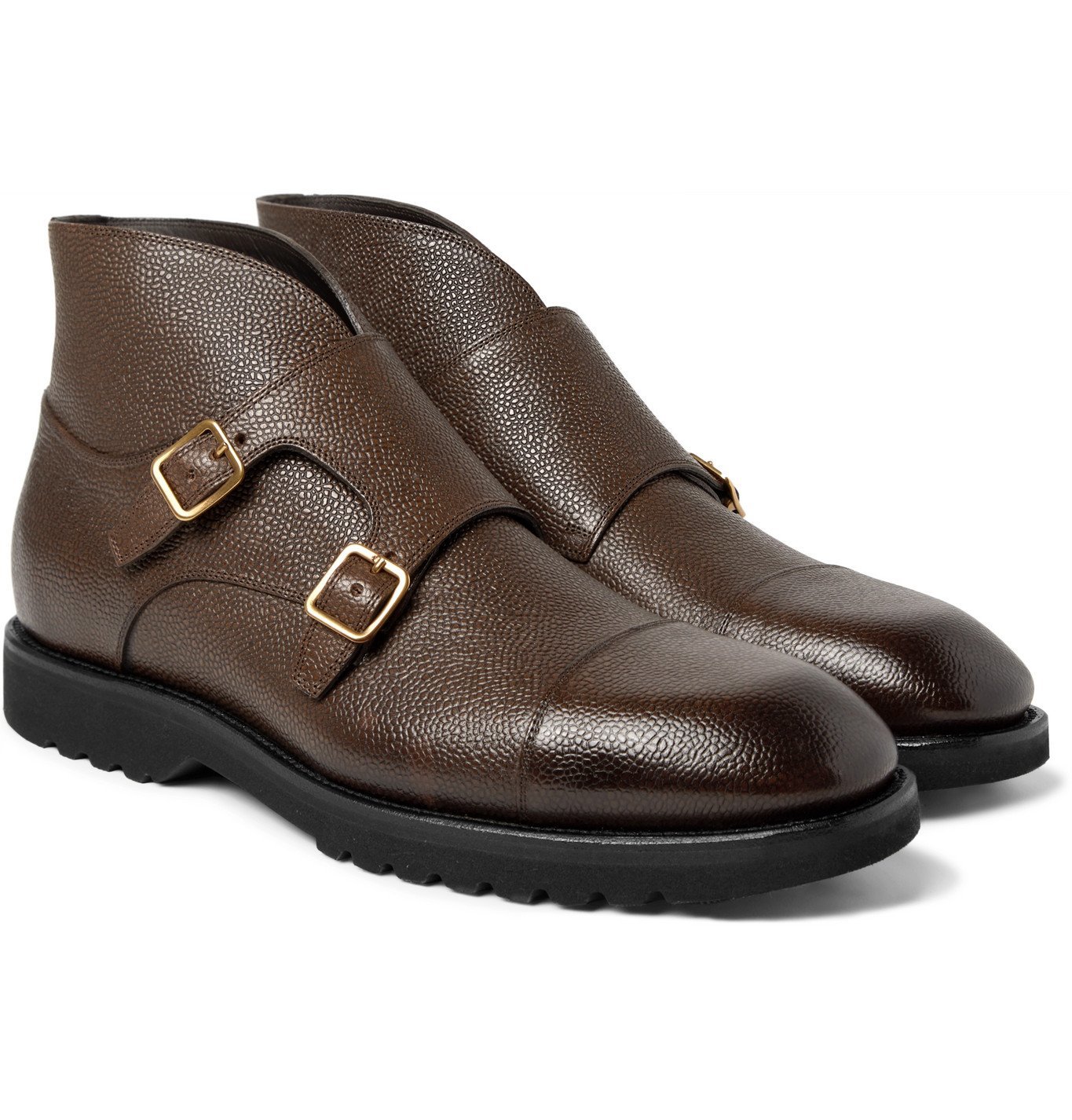 TOM FORD - Kensington Pebble-Grain Leather Monk-Strap Boots - Brown TOM FORD