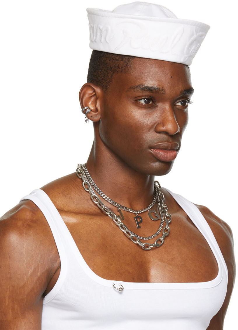 White Cotton Sailor Cap Jean Paul Gaultier