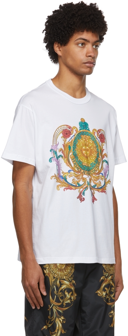 Versace Jeans Couture White Sunflower Garland T-Shirt Versace