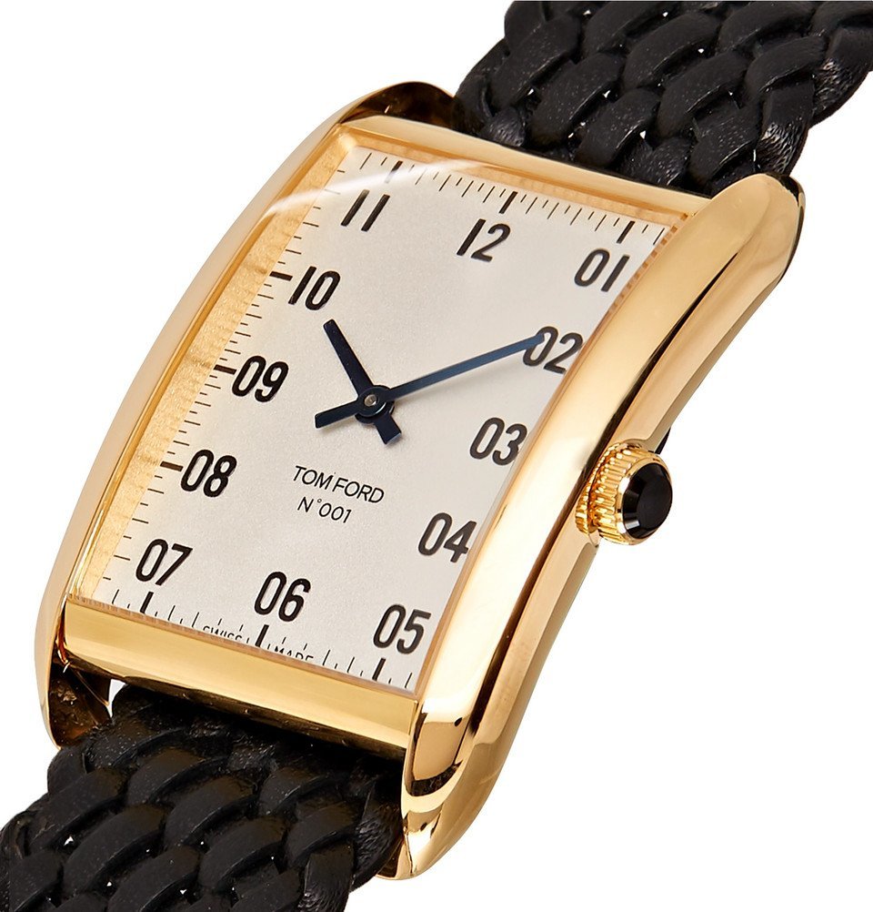 TOM FORD - Quartz 18-Karat Gold and Woven Leather Watch - Men - White TOM  FORD