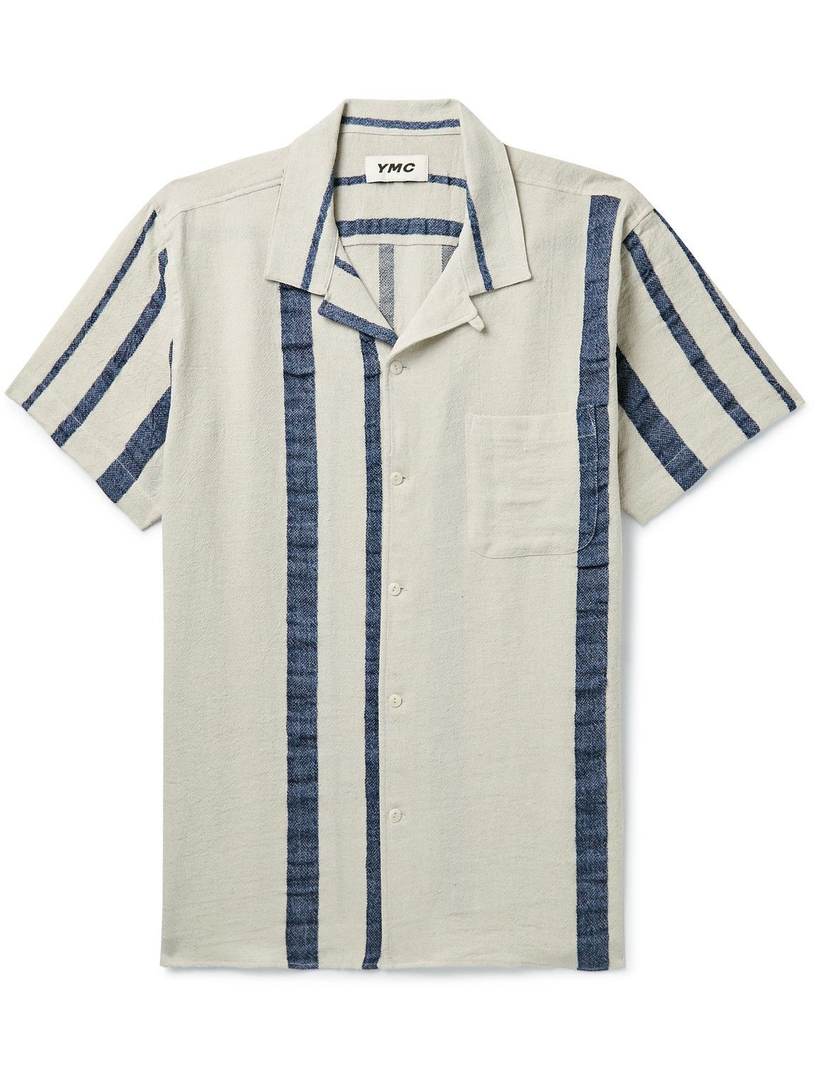 YMC Malick ConvertibleCollar Striped Gauze Shirt Neutrals YMC