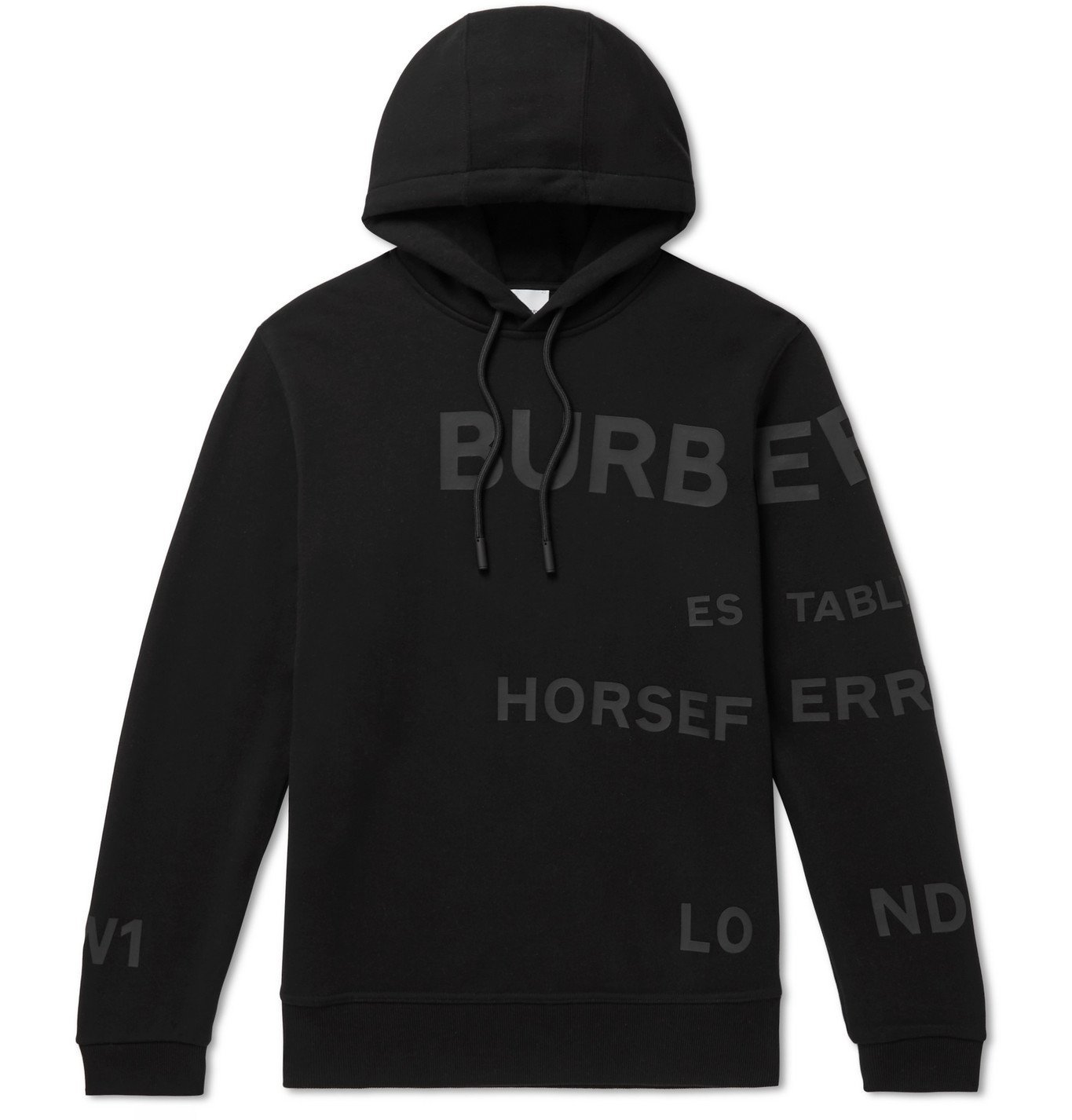 Burberry - Logo-Print Fleece-Back Cotton-Jersey Hoodie - Black Burberry