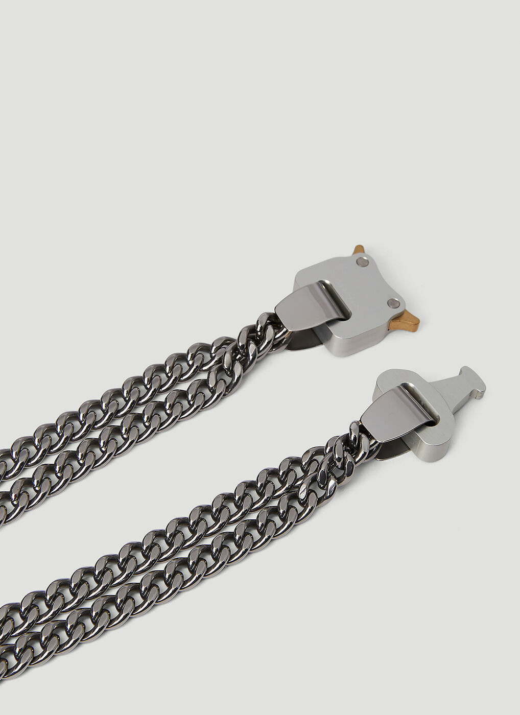 Double Chain Rollercoaster Necklace in Silver