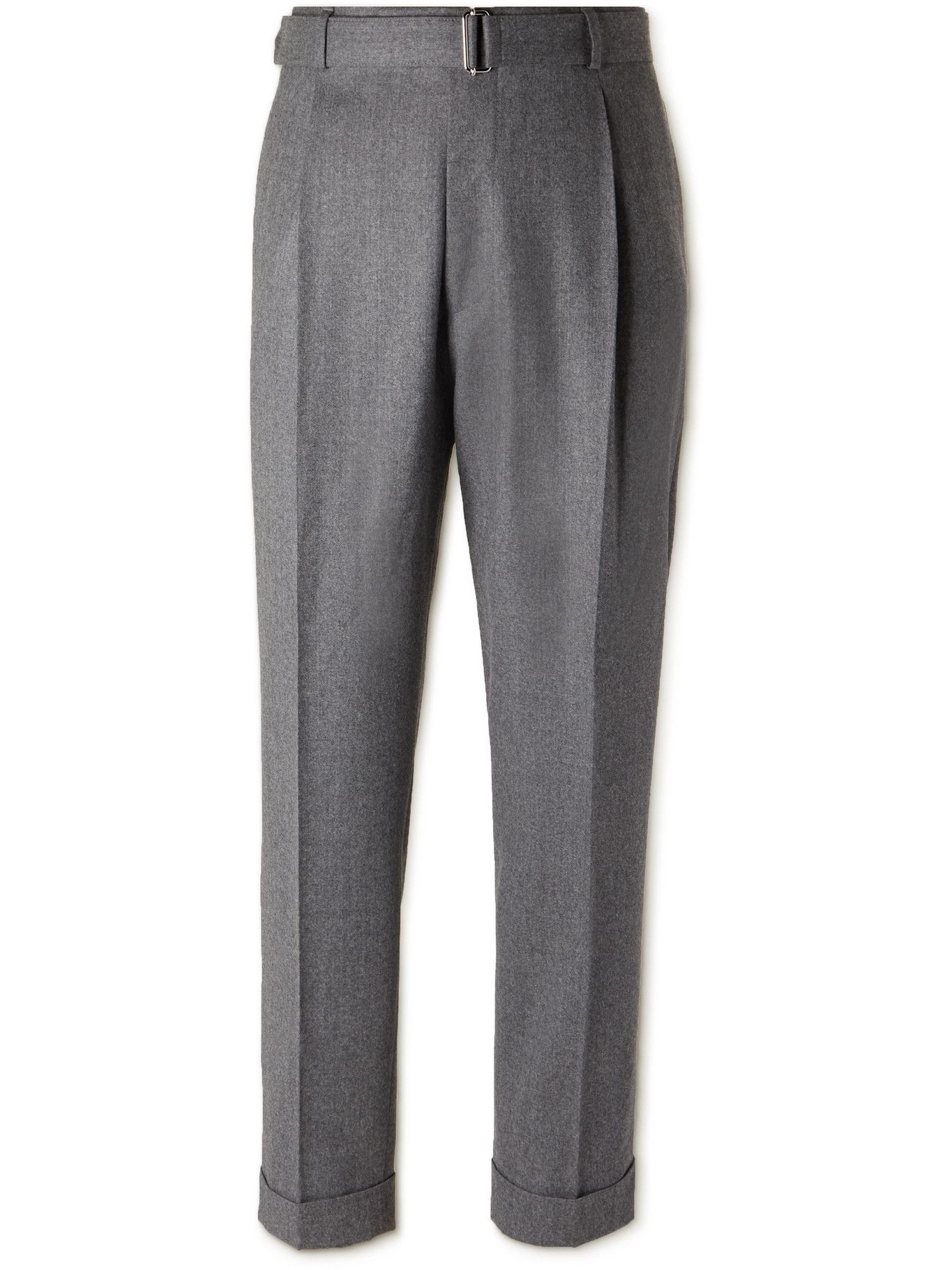 Hugo Belted Pleated Virgin Wool-Flannel 