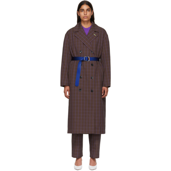 Tibi Multicolor Oversized Check Trench Coat Tibi