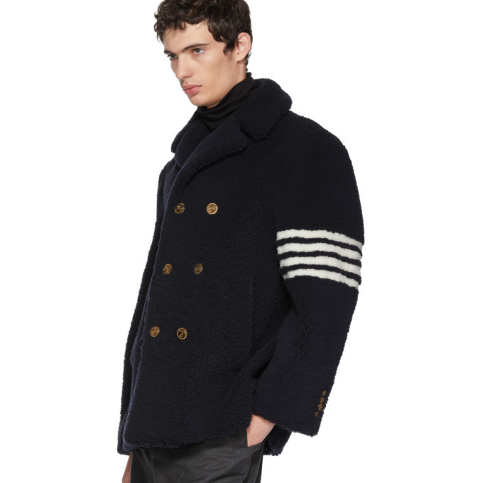 thom browne shearling peacoat