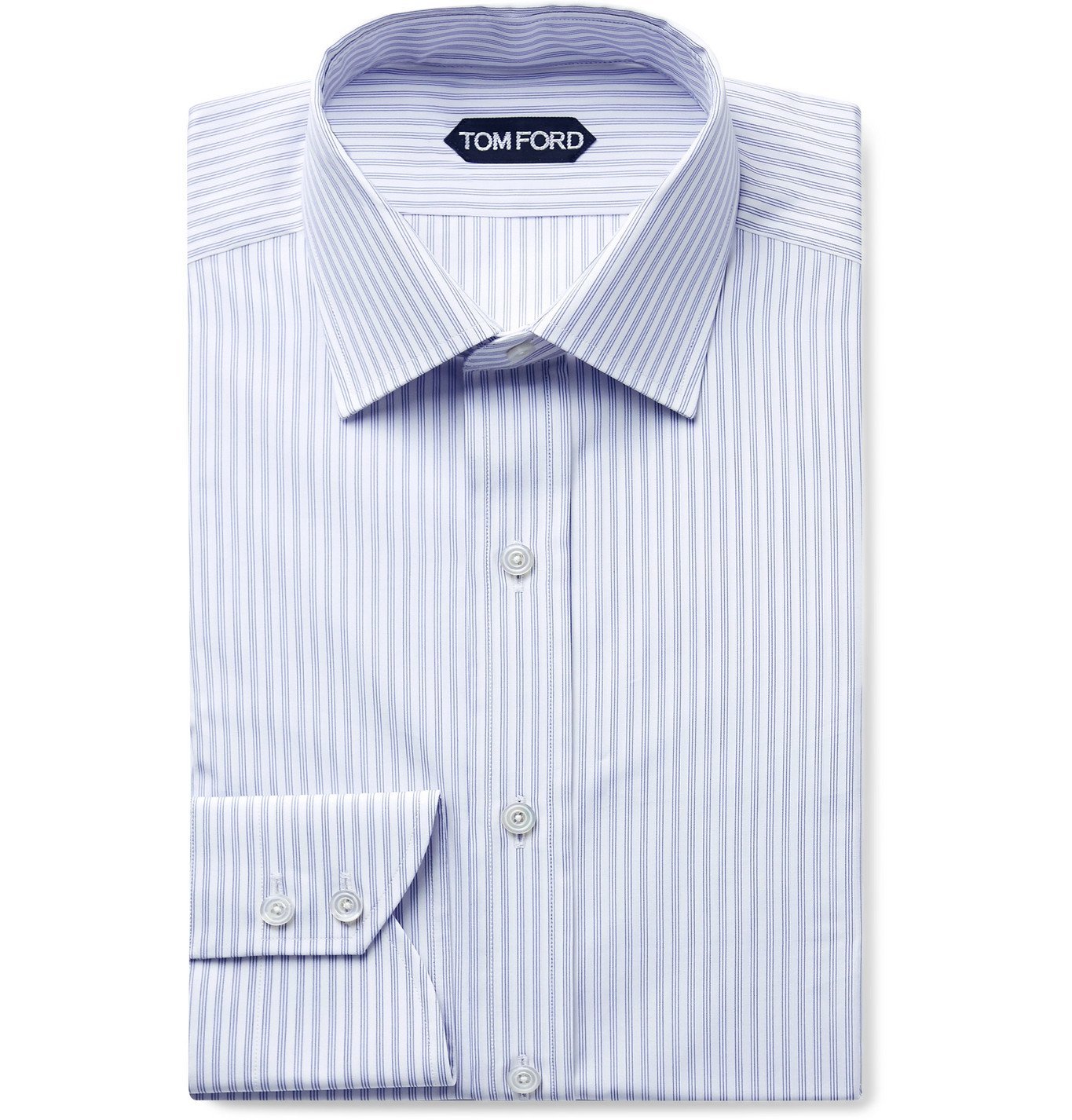 TOM FORD - Slim-Fit Striped Cotton-Poplin Shirt - Gray TOM FORD