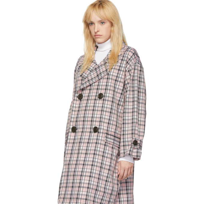 oversized plaid trench coat