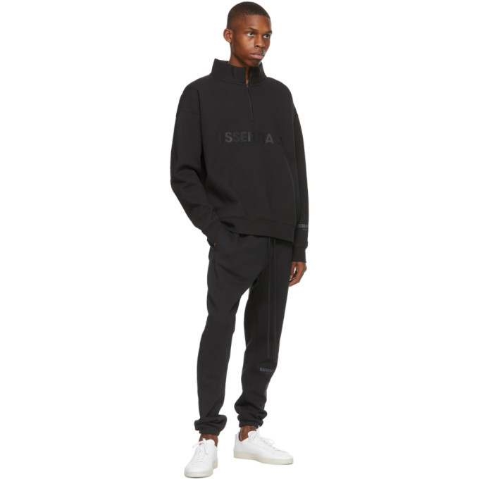 essentials black half zip pullover