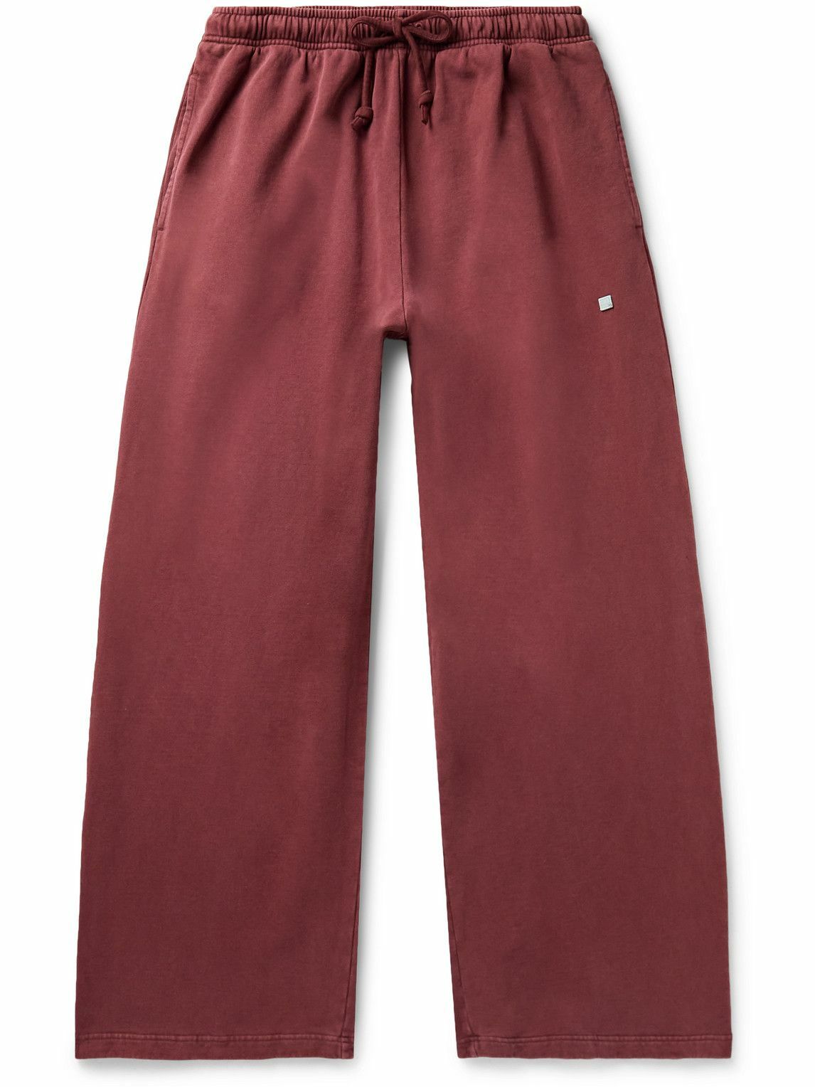 Photo: Acne Studios - Fega Wide-Leg Logo-Appliquéd Cotton-Jersey Sweatpants - Burgundy
