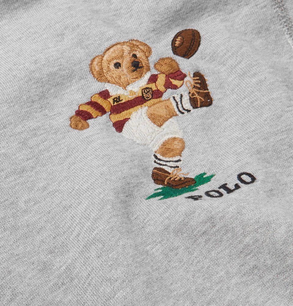 Polo Ralph Lauren - Logo-Embroidered Colour-Block Fleece-Back Cotton-Jersey  Hoodie - Gray Polo Ralph Lauren