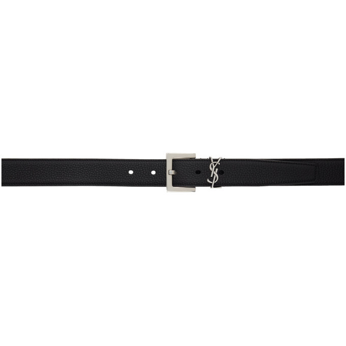 Saint Laurent Black and Silver Square Monogramme Belt Saint Laurent