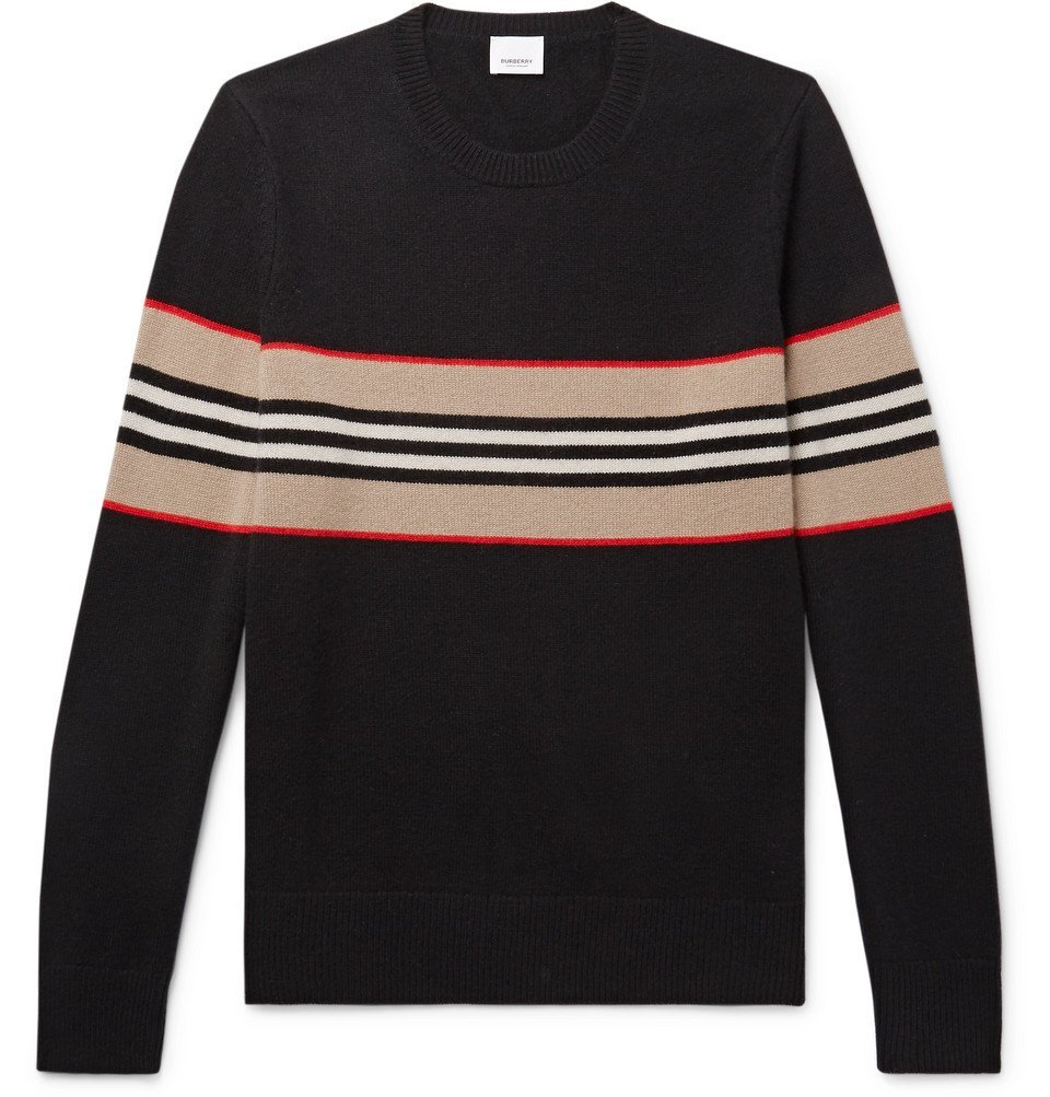 Burberry - Striped Intarsia Cashmere Sweater - Black Burberry