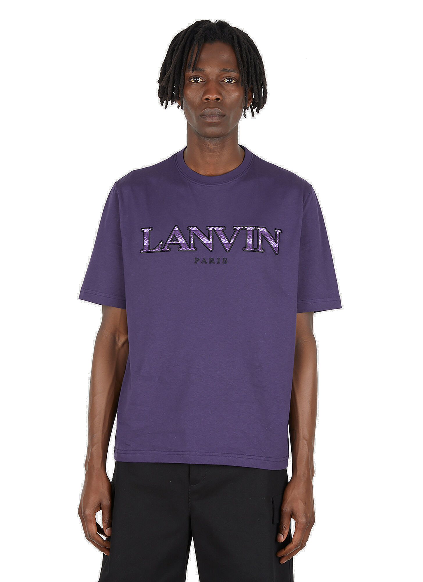 Photo: Curb Logo Print T-Shirt in Purple