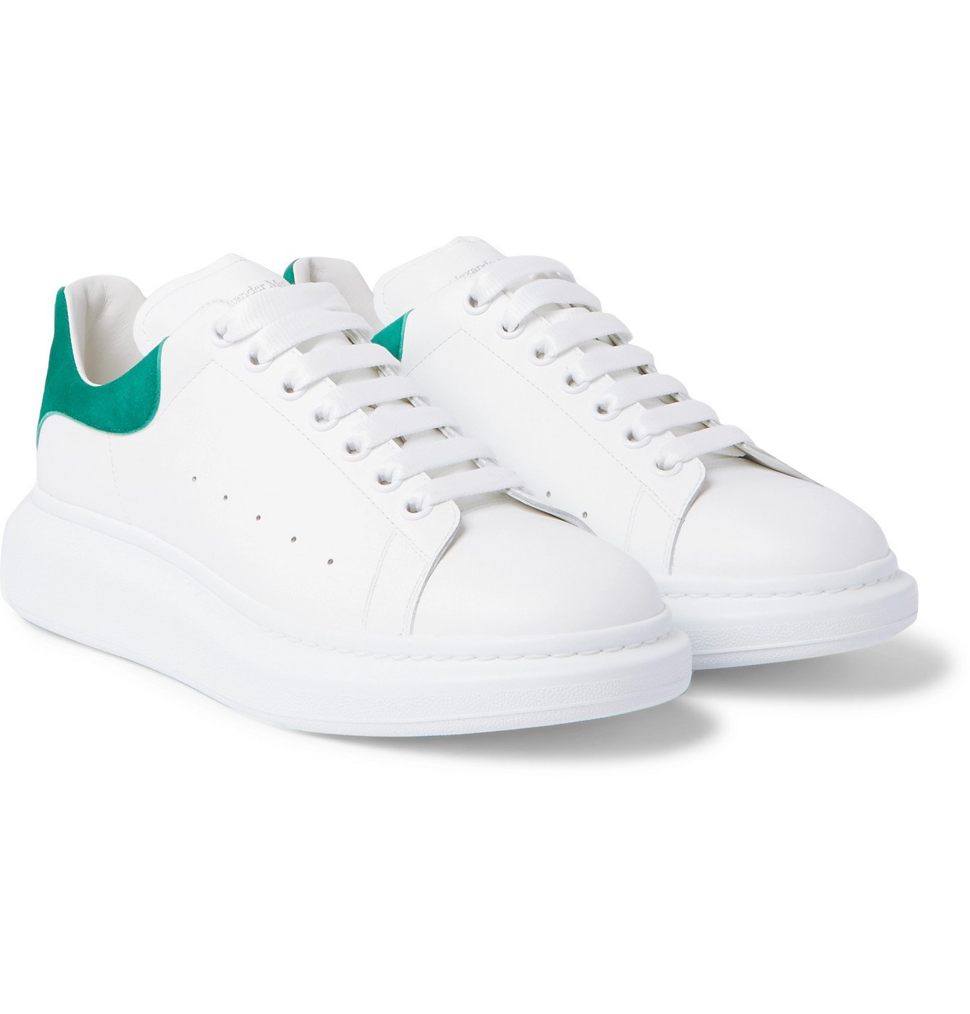 Alexander McQueen - Exaggerated-Sole Leather Sneakers - White Alexander ...