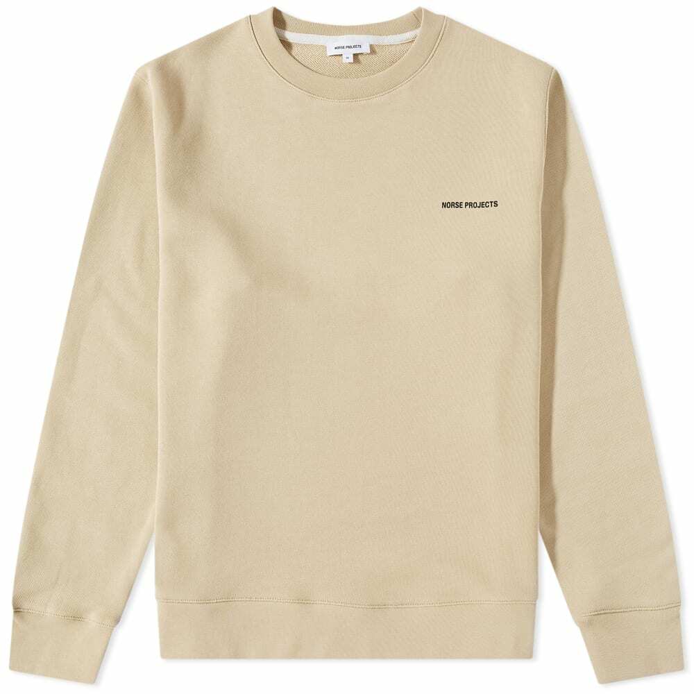 Norse Projects Men's Vagn Logo Crew Sweat in Oyster White Norse Projects